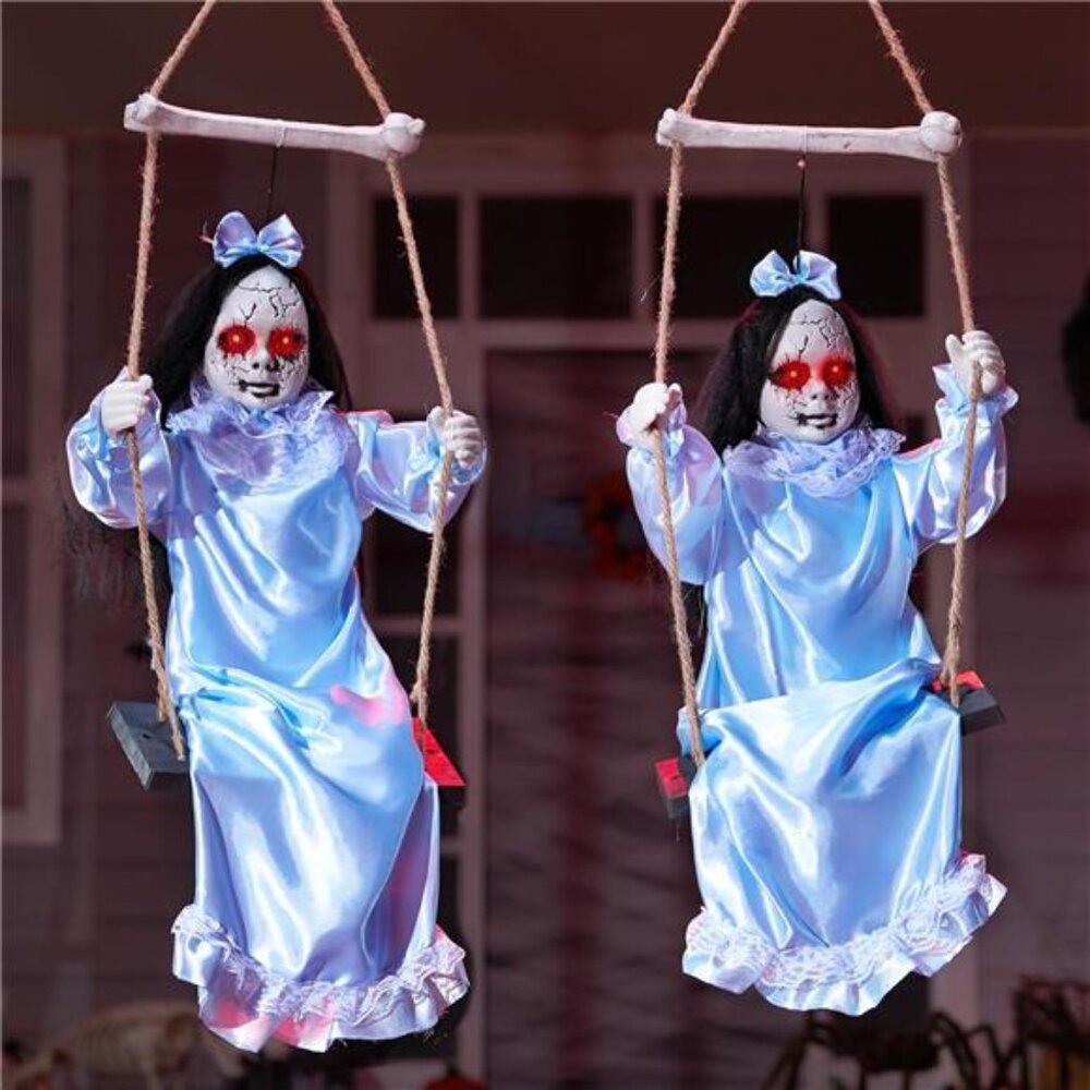 2 Pcs Hanging Ghosts Halloween Decorations Outdoor, 3ft Blue Swinging‎